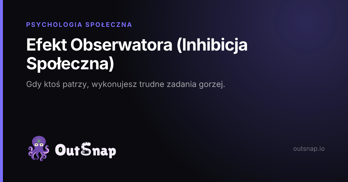 OutSnap, karta wiedzy: Efekt Obserwatora (Inhibicja Społeczna) (Psychologia Społeczna)