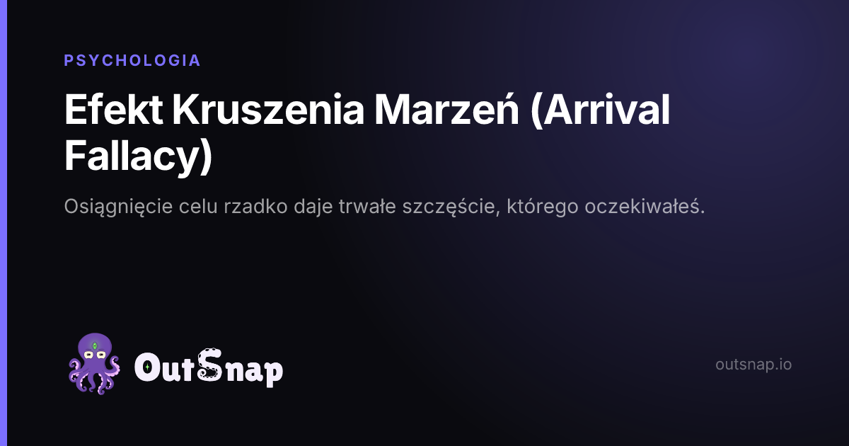 OutSnap, karta wiedzy: Efekt Kruszenia Marzeń (Arrival Fallacy) (Psychologia)