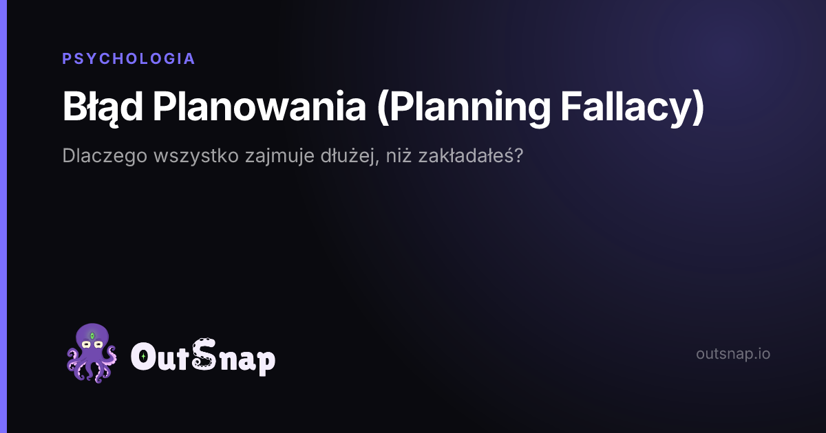 OutSnap, karta wiedzy: Błąd Planowania (Planning Fallacy) (Psychologia)